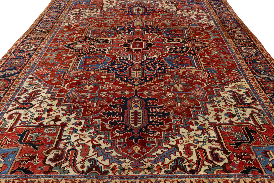 Antique Heriz Wool Rug 10 X 12