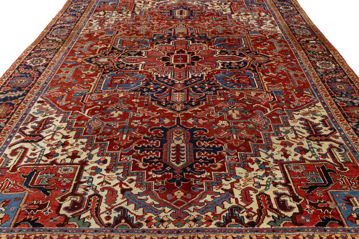 Antique Heriz Wool Rug 10 X 12