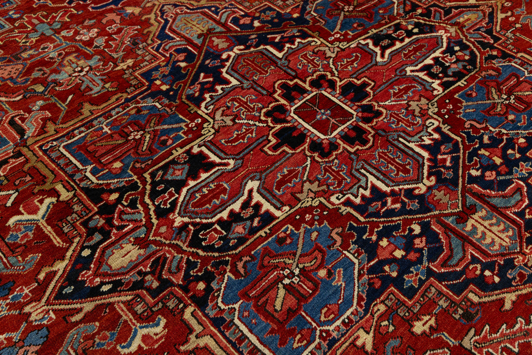 Antique Heriz Wool Rug 10 X 12