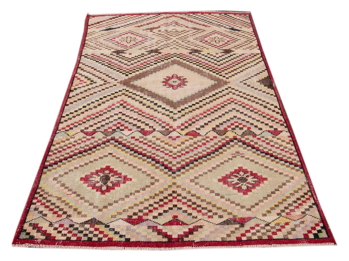 Vintage Turkish Scatter Wool Rug 4 X 7