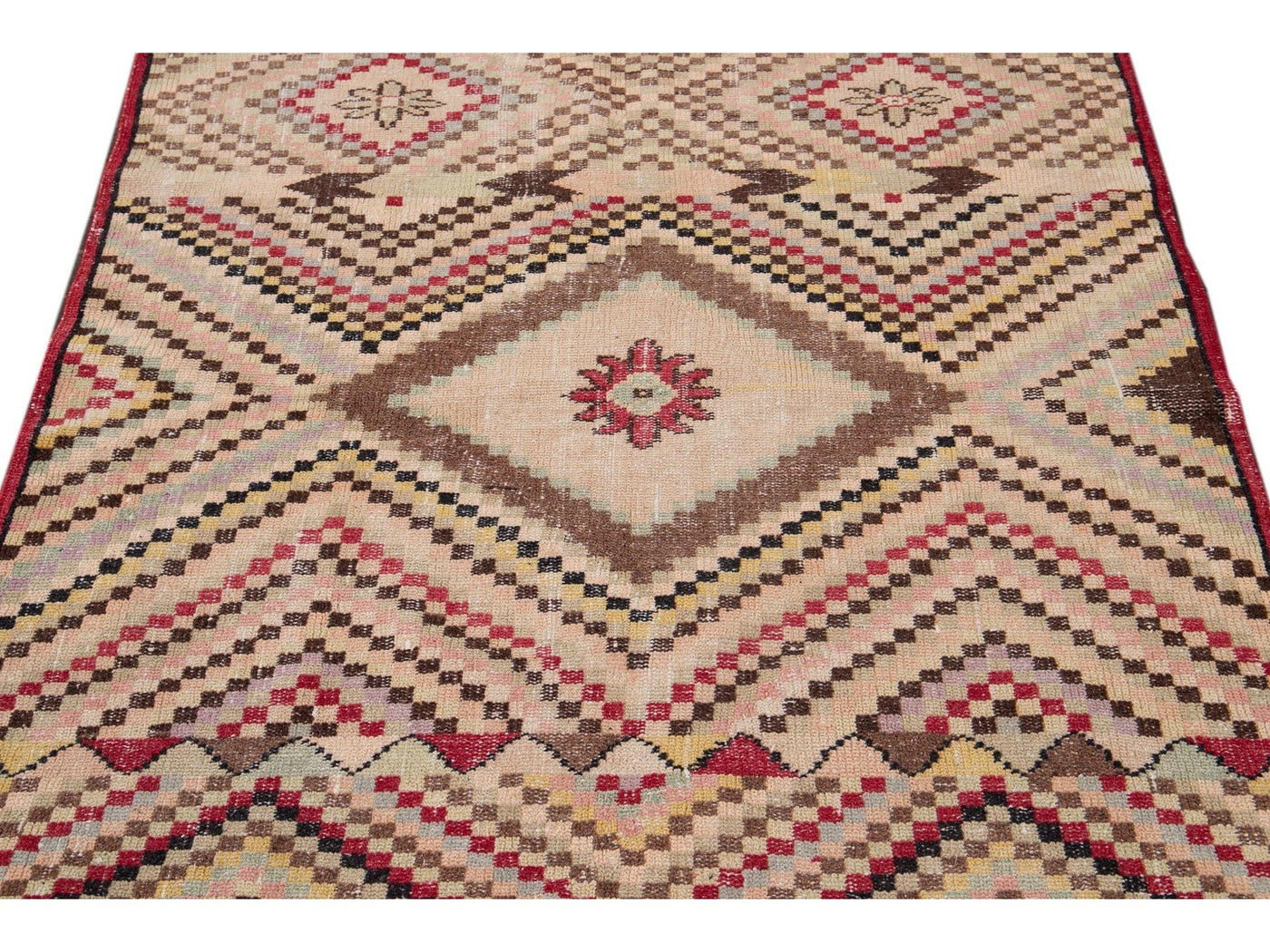 Vintage Turkish Scatter Wool Rug 4 X 7