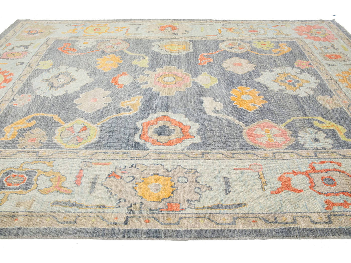 Modern Oushak Wool Rug 9 X 13