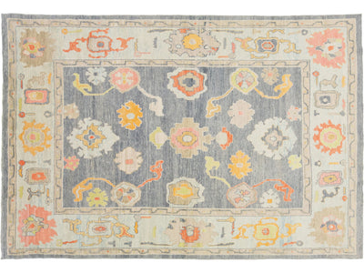 Modern Oushak Wool Rug 9 X 13