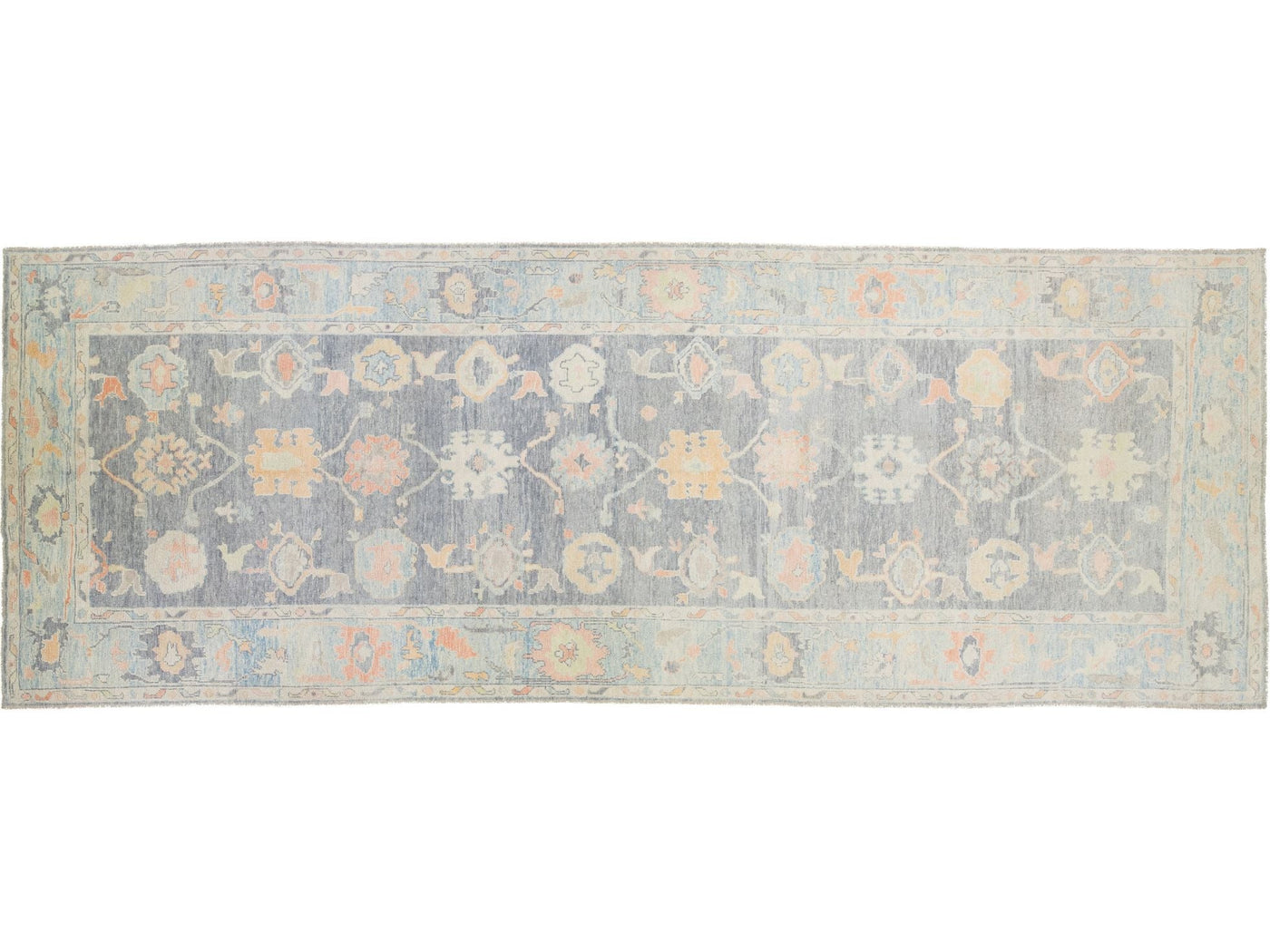 Modern Oushak Wool Runner 7 X 20