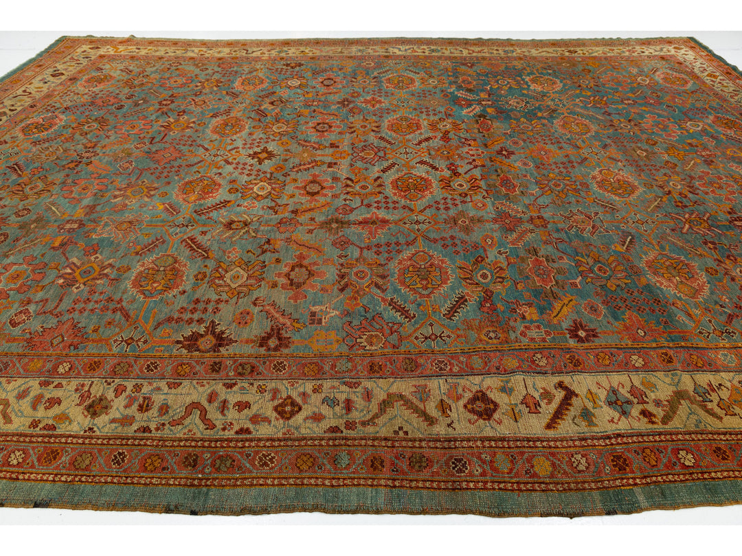 Antique Oushak Wool Rug 12 X 16