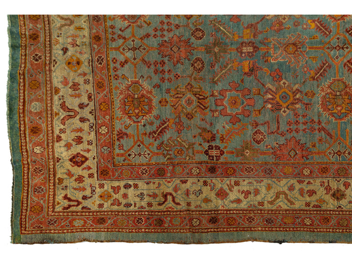 Antique Oushak Wool Rug 12 X 16
