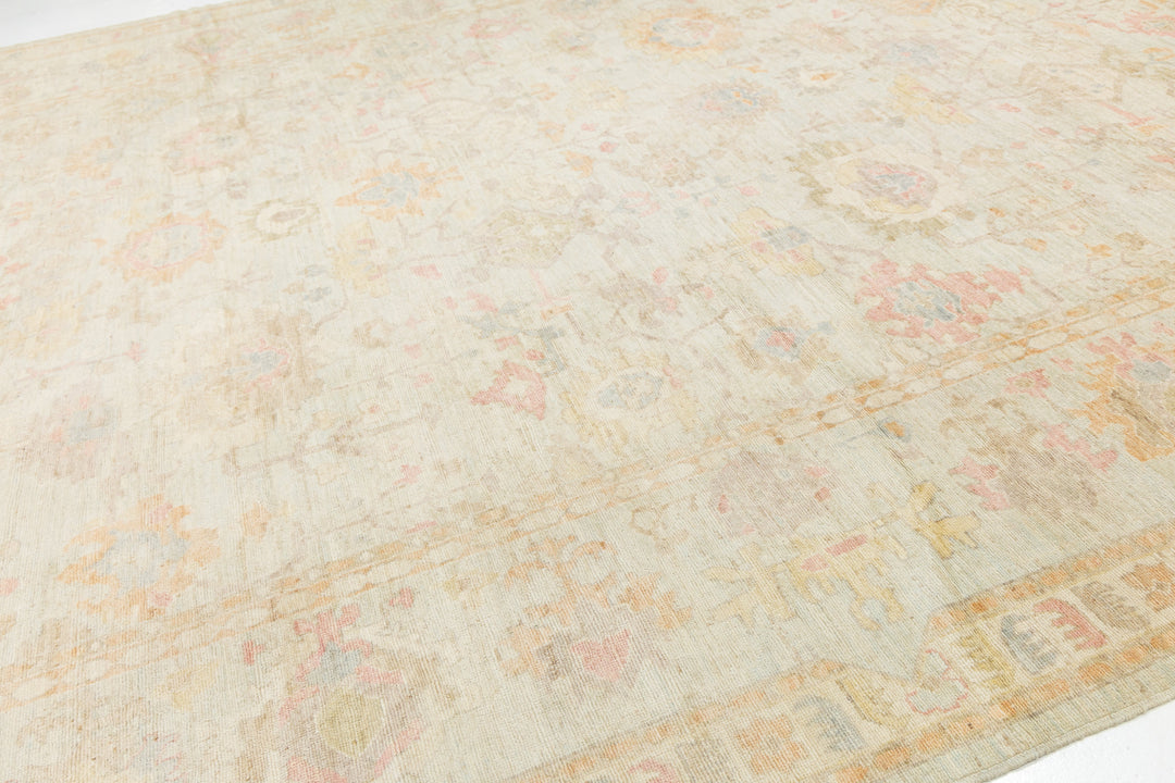 Modern Oushak Wool Rug 14 X 17