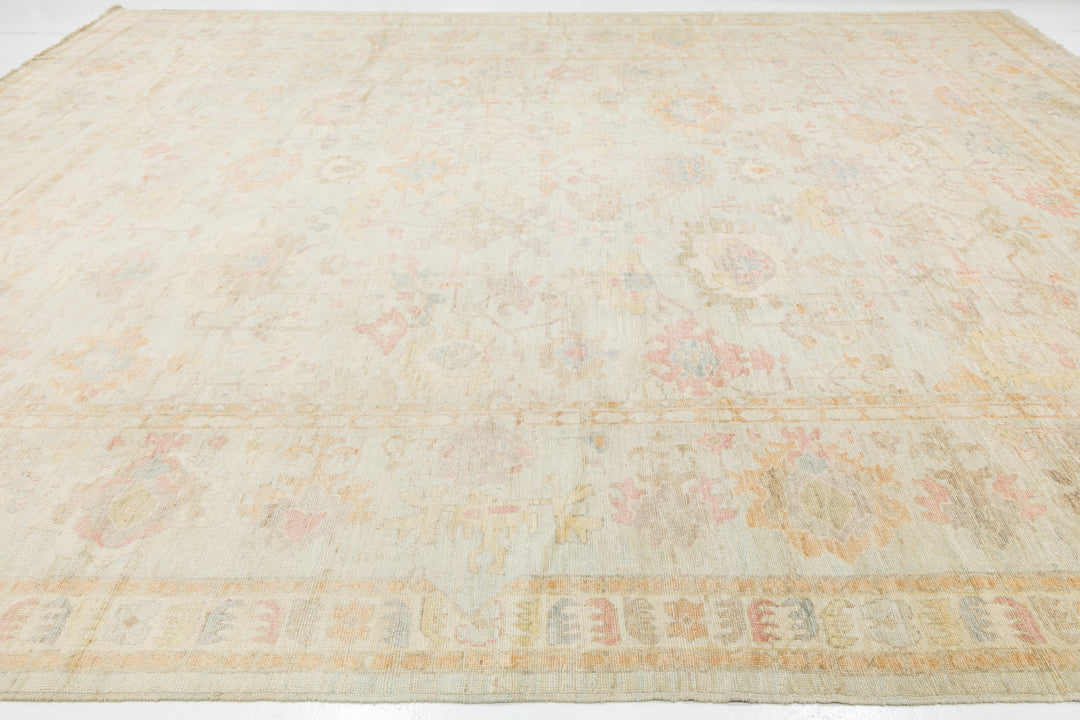 Modern Oushak Wool Rug 14 X 17