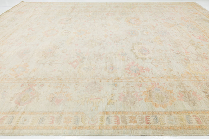 Modern Oushak Wool Rug 14 X 17