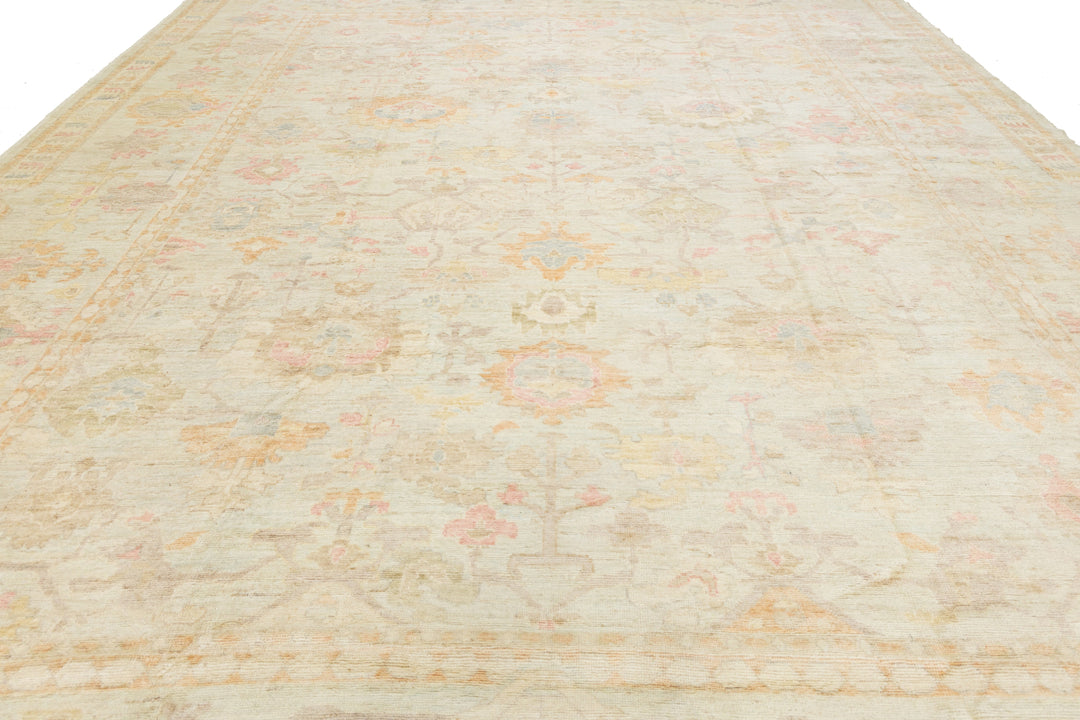 Modern Oushak Wool Rug 14 X 17