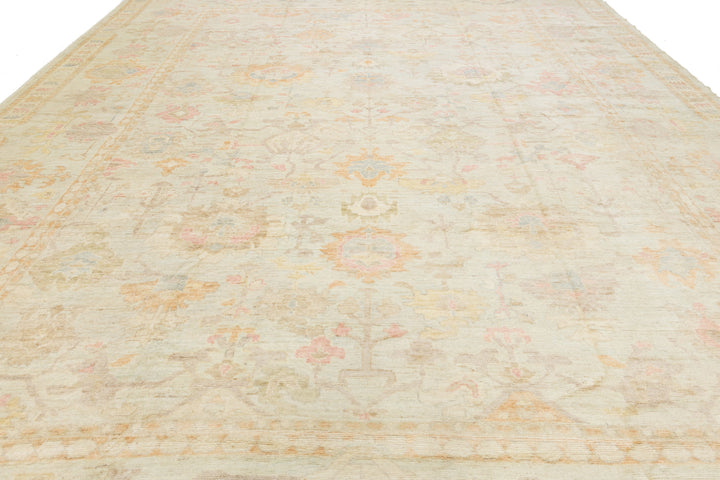 Modern Oushak Wool Rug 14 X 17