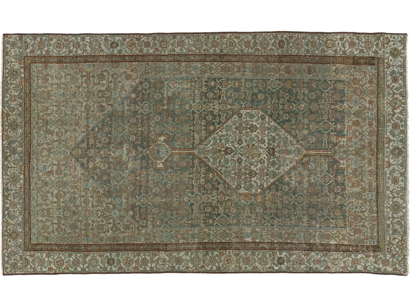 Antique Bibikabad Wool Rug 6 x 10