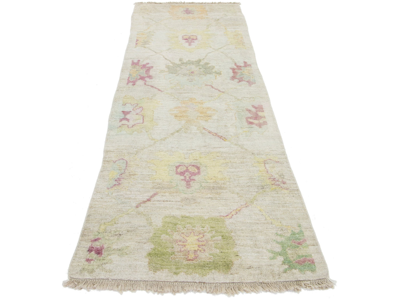 Modern Turkish Oushak Wool Runner 3 X 9