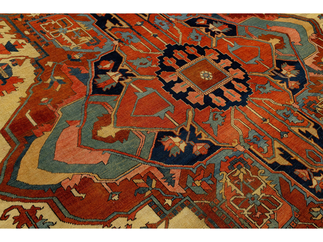 Antique Persian Serapi Wool Rug 11 X 18