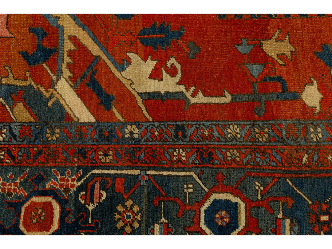 Antique Persian Serapi Wool Rug 11 X 18