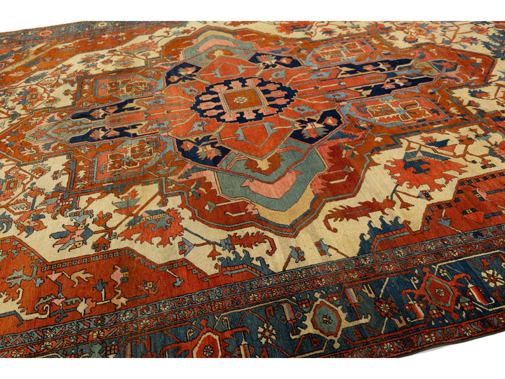 Antique Persian Serapi Wool Rug 11 X 18