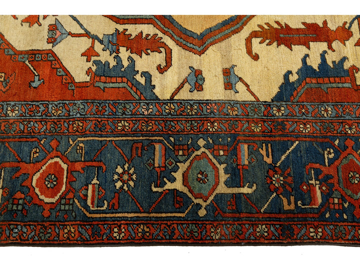 Antique Persian Serapi Wool Rug 11 X 18