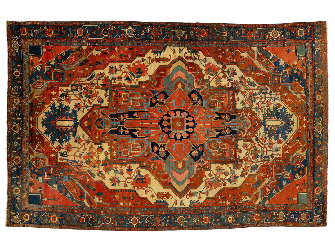 Antique Persian Serapi Wool Rug 11 X 18