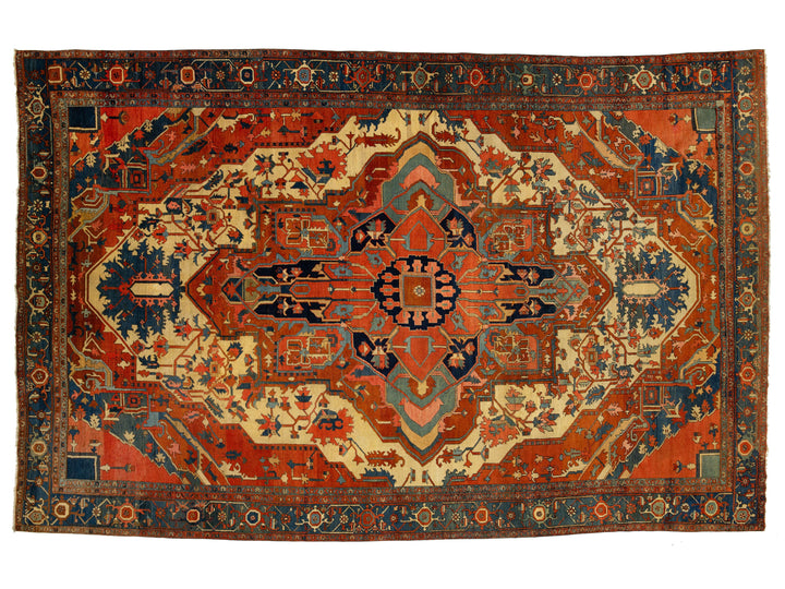 Antique Persian Serapi Wool Rug 11 X 18
