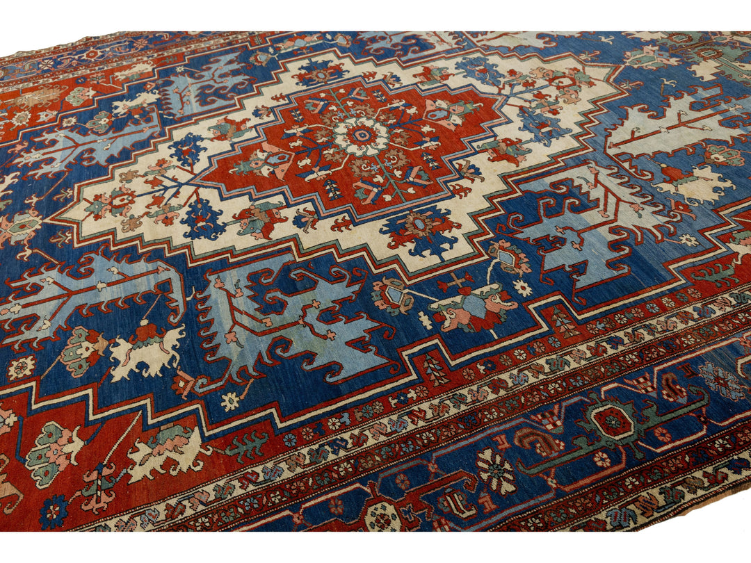 Antique Serapi Wool Rug 11 X 16