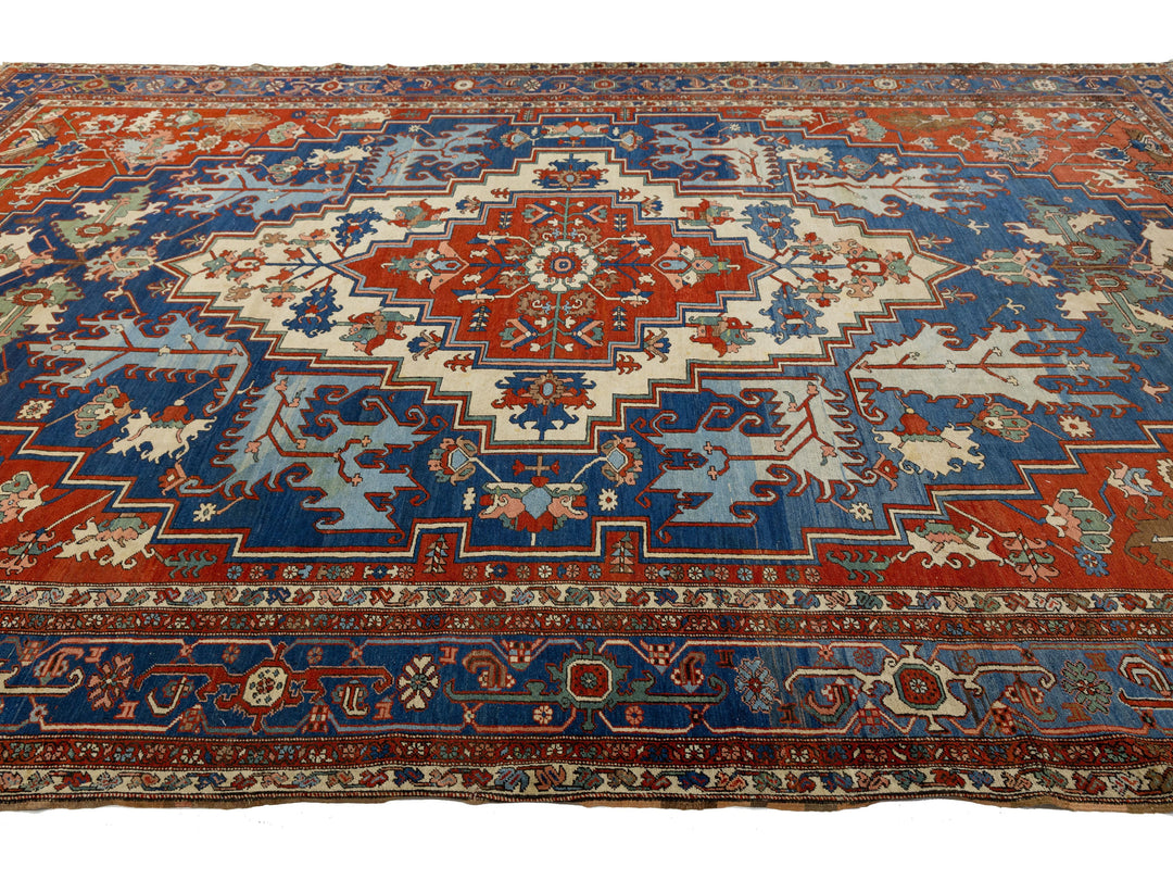 Antique Serapi Wool Rug 11 X 16