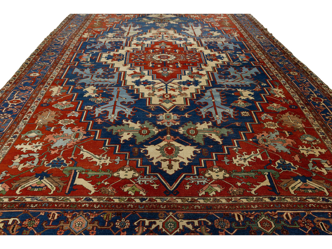 Antique Serapi Wool Rug 11 X 16