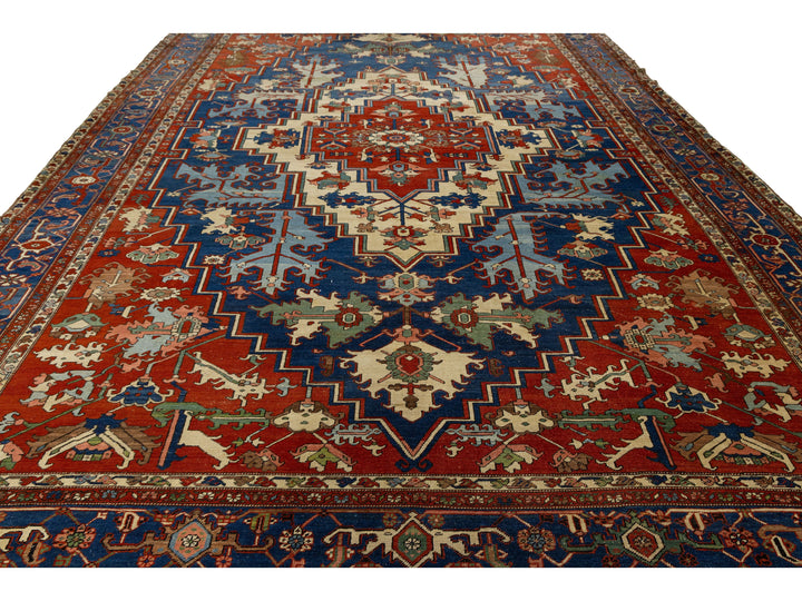 Antique Serapi Wool Rug 11 X 16