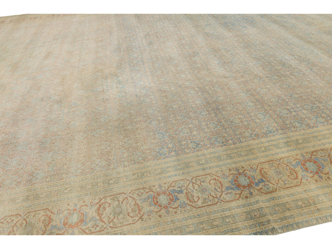 Antique Tabriz Wool Rug 14 X 21