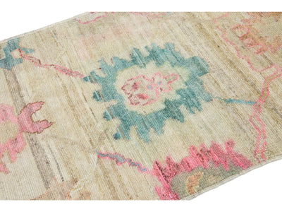 Modern Turkish Oushak Wool Runner 3 X 15