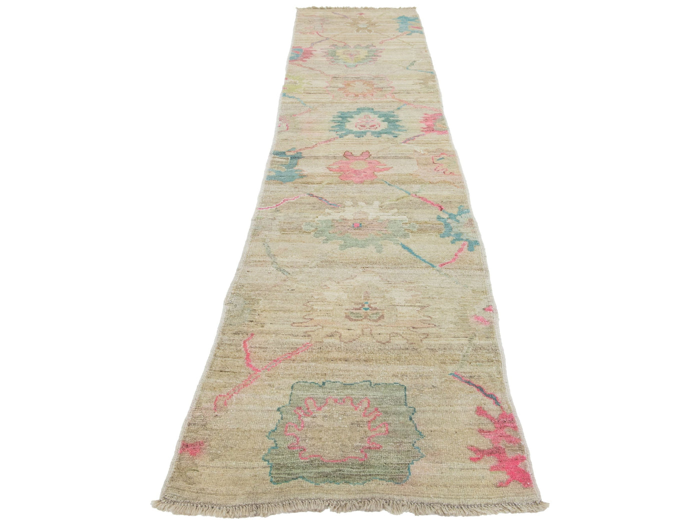 Modern Turkish Oushak Wool Runner 3 X 15