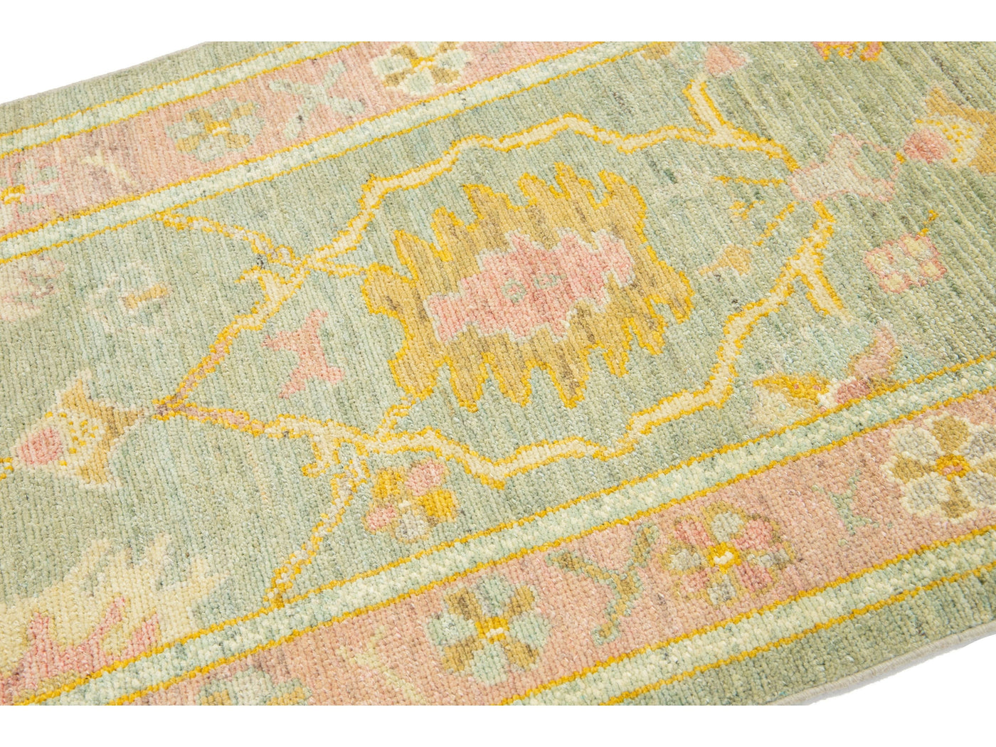 Modern Turkish Oushak Wool Runner 3 X 9