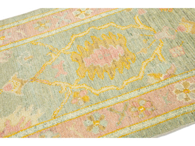 Modern Turkish Oushak Wool Runner 3 X 9