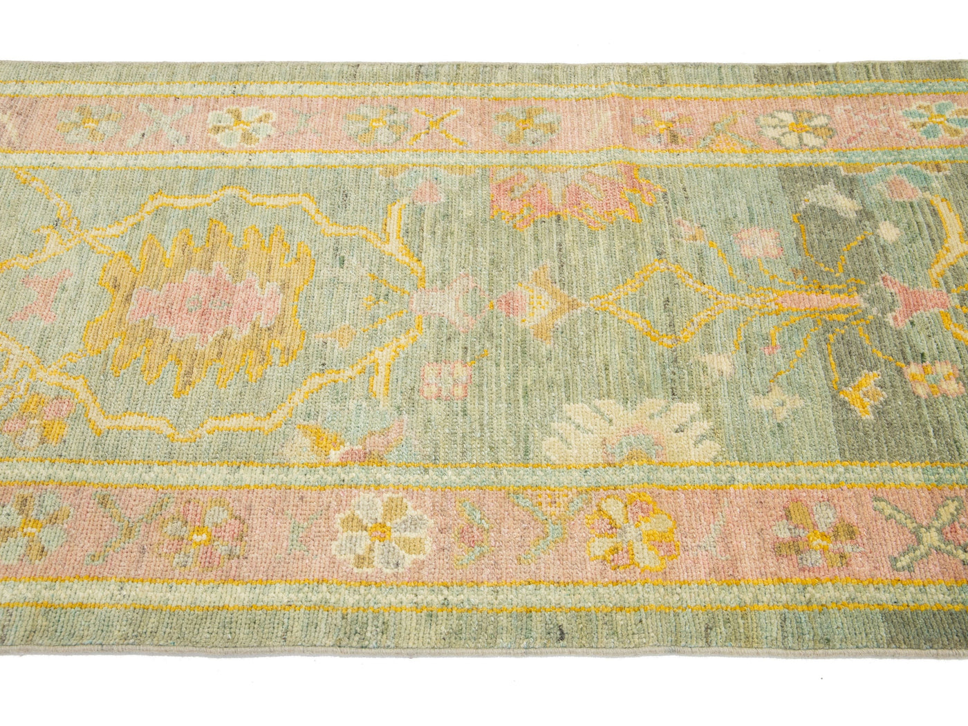 Modern Turkish Oushak Wool Runner 3 X 9