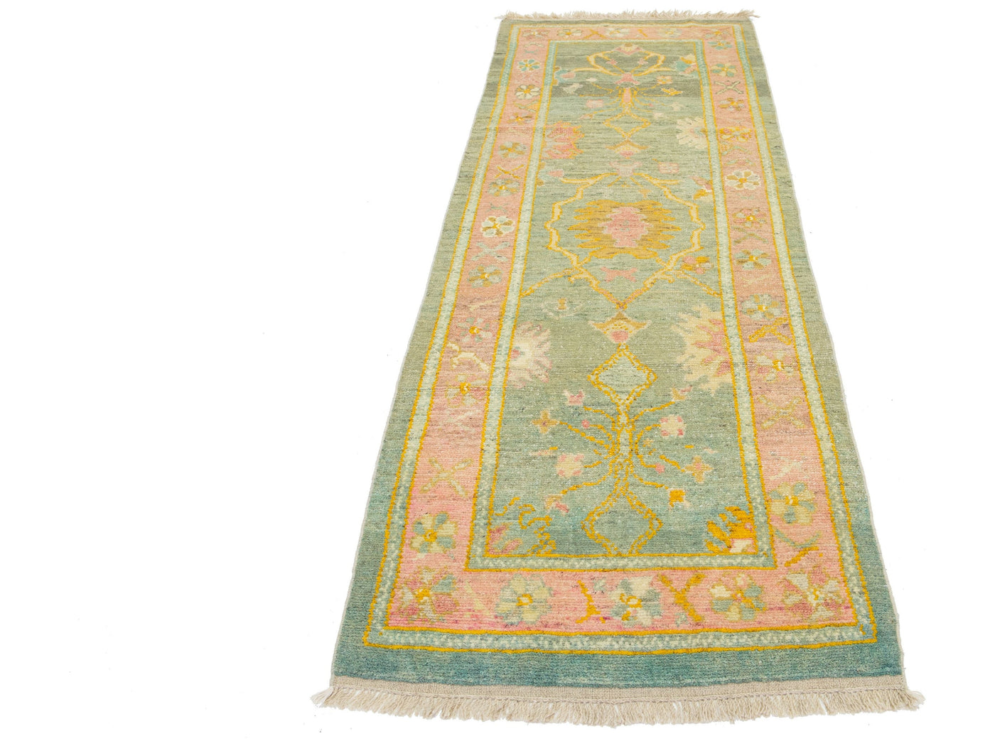 Modern Turkish Oushak Wool Runner 3 X 9