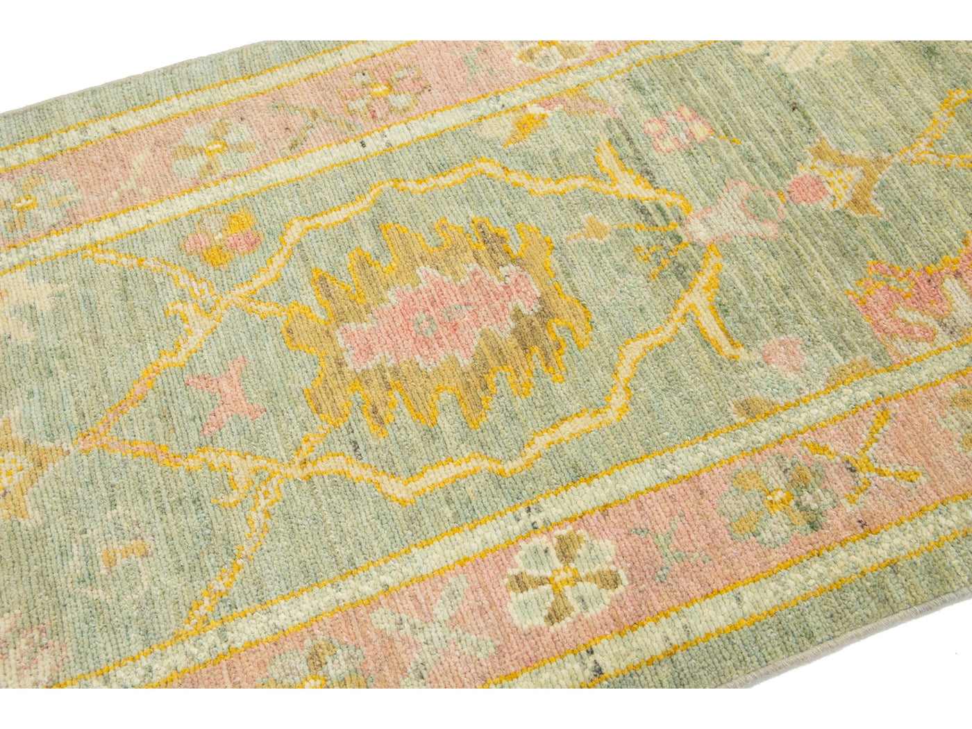 Modern Turkish Oushak Wool Runner 3 X 9