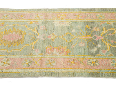 Modern Turkish Oushak Wool Runner 3 X 9