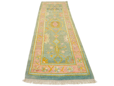 Modern Turkish Oushak Wool Runner 3 X 9