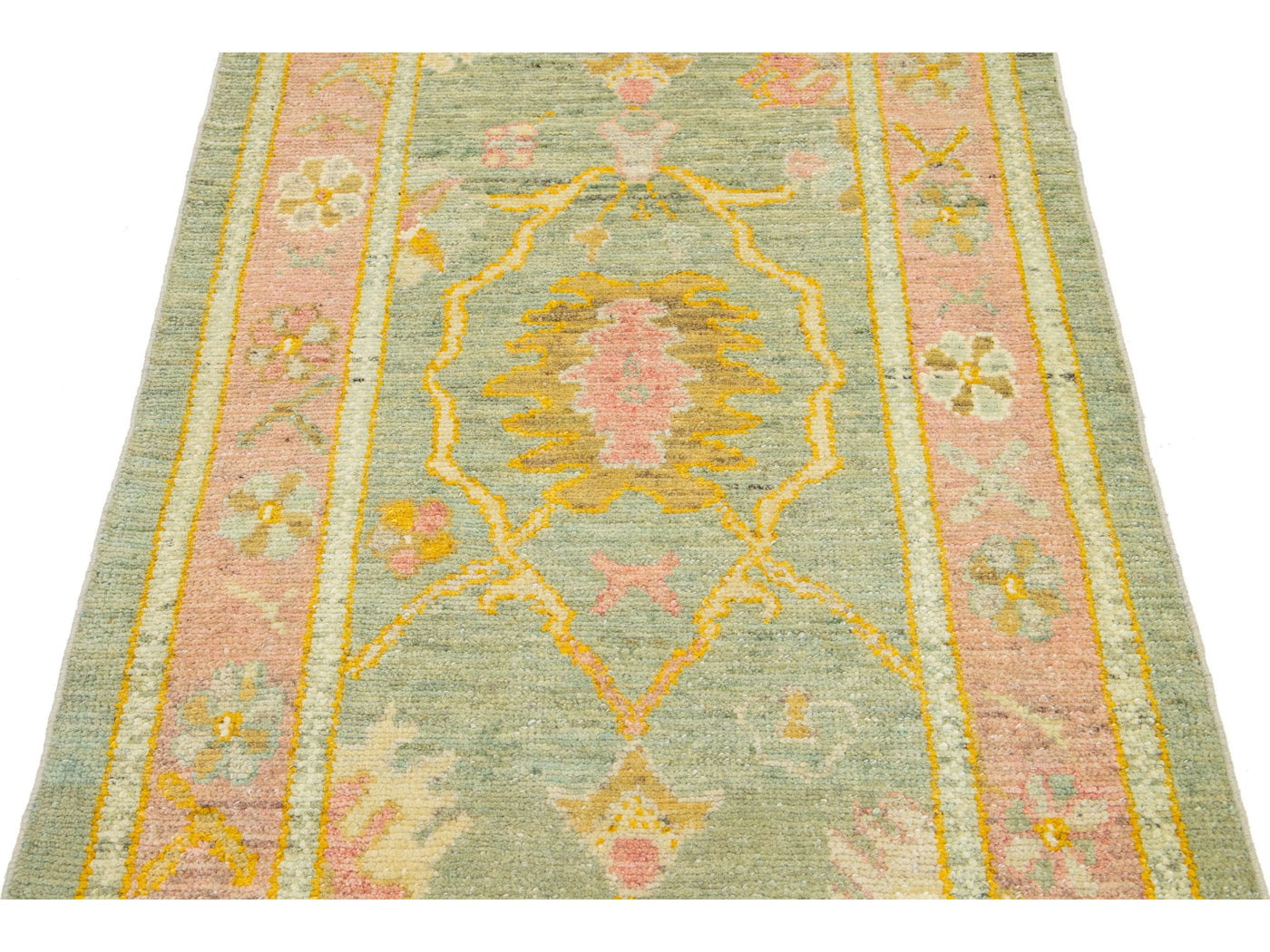 Modern Turkish Oushak Wool Runner 3 X 9