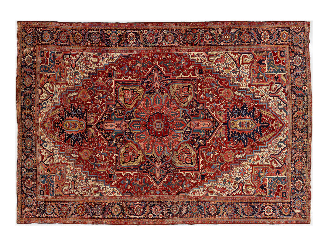 Antique Persian Serapi Wool Rug 12 X 17