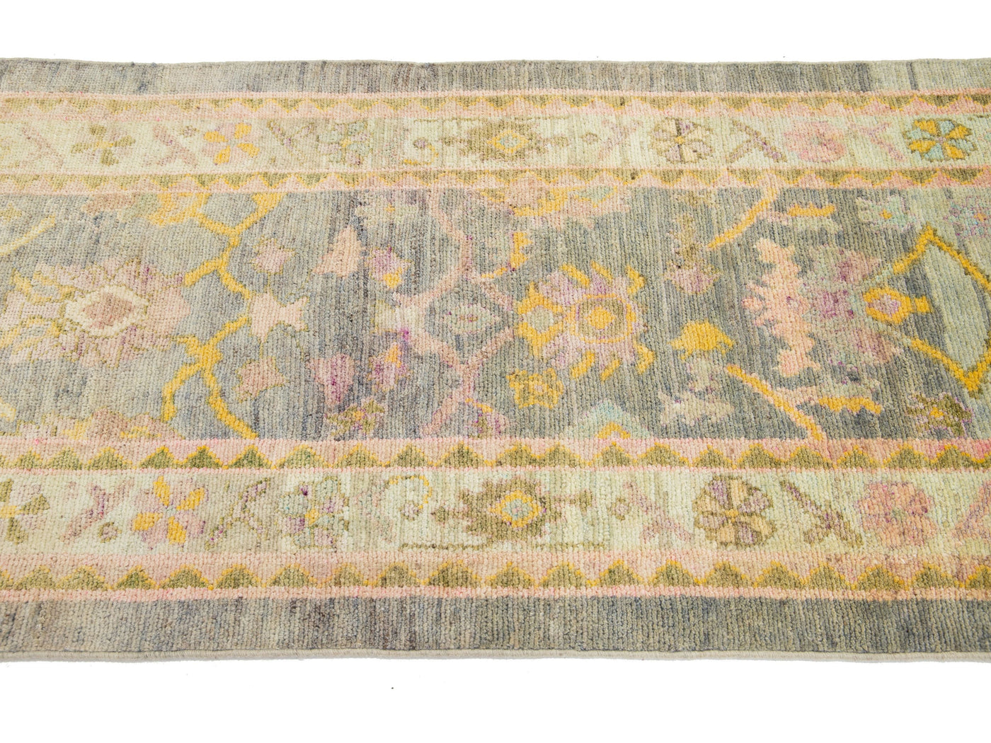 Modern Turkish Oushak Wool Runner 3 X 13