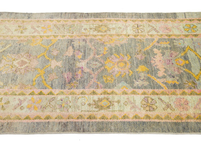 Modern Turkish Oushak Wool Runner 3 X 13