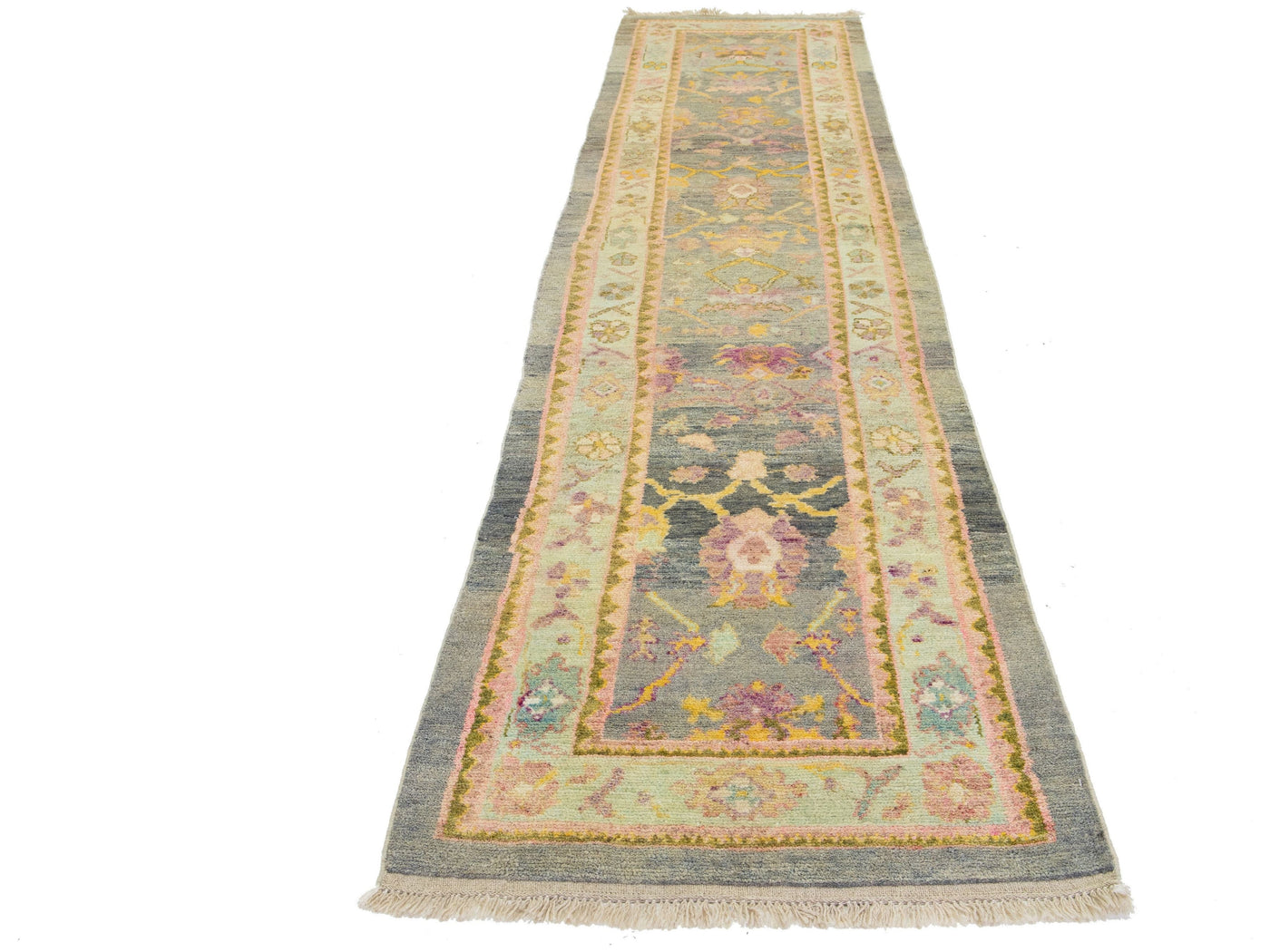 Modern Turkish Oushak Wool Runner 3 X 13