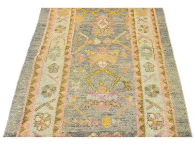 Modern Turkish Oushak Wool Runner 3 X 13