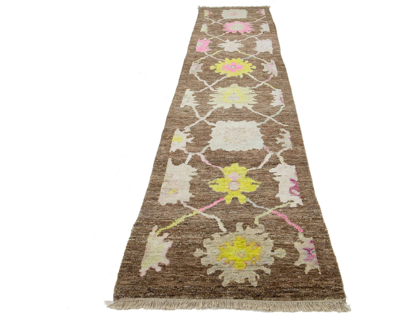 Modern Turkish Oushak Wool Runner 3 X 16