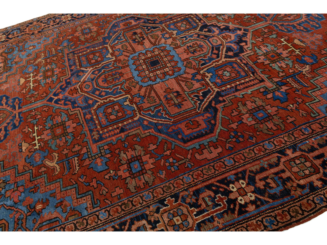 Antique Persian Heriz Wool Rug 10 X 12