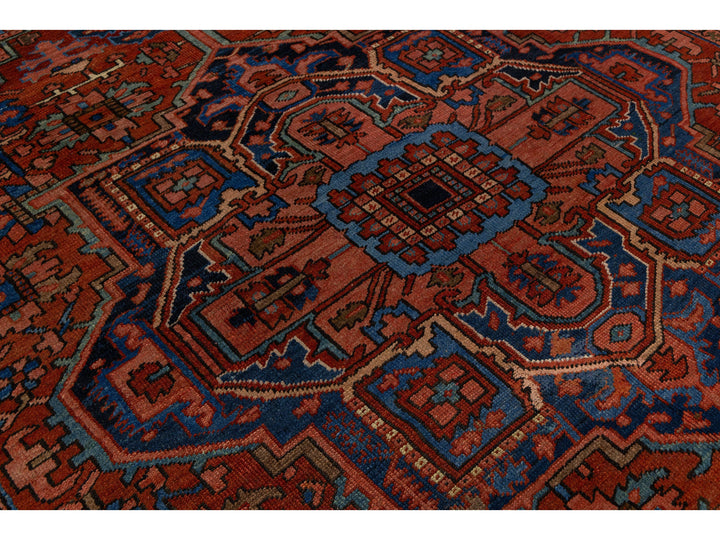 Antique Persian Heriz Wool Rug 10 X 12