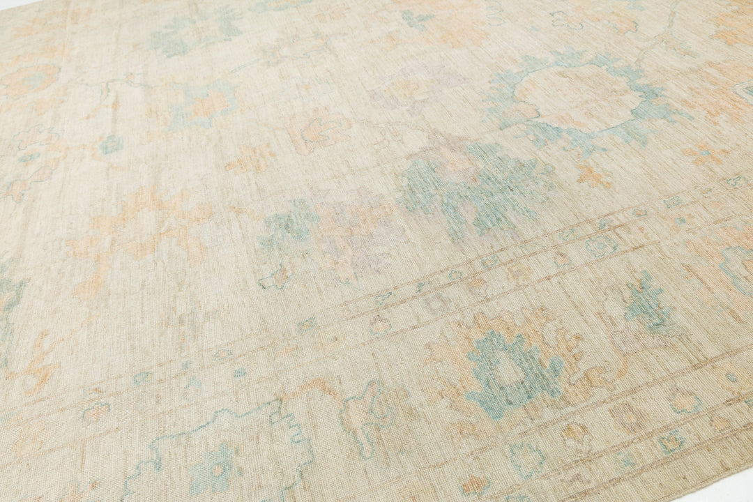 Modern Oushak Wool Rug 14 X 17