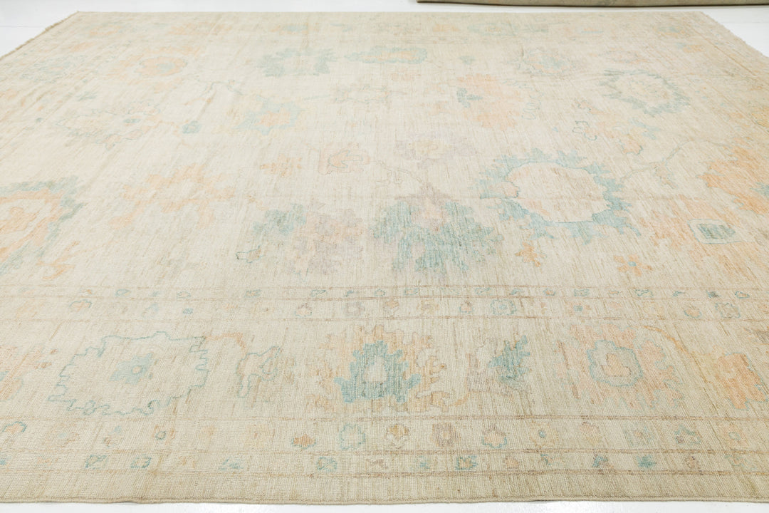 Modern Oushak Wool Rug 14 X 17