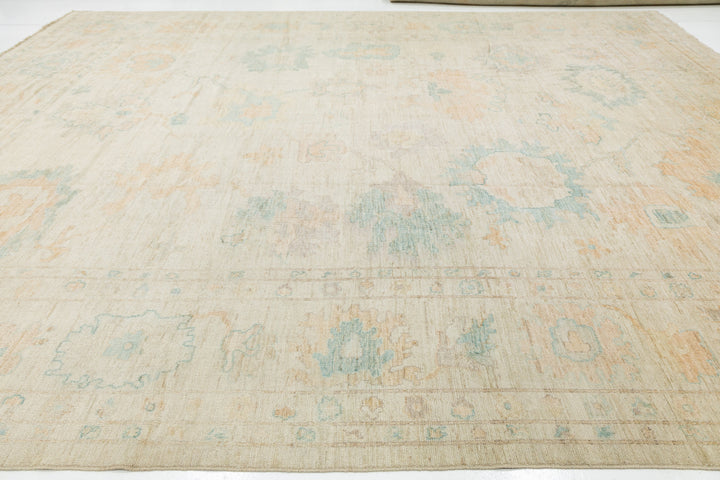 Modern Oushak Wool Rug 14 X 17