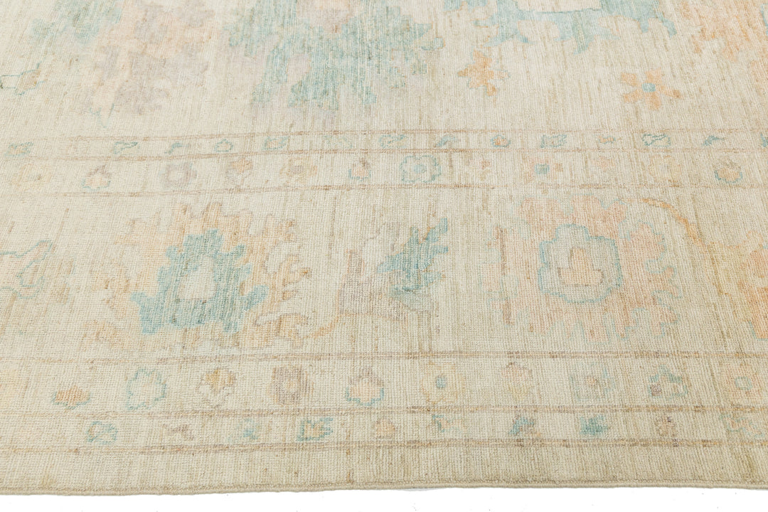 Modern Oushak Wool Rug 14 X 17